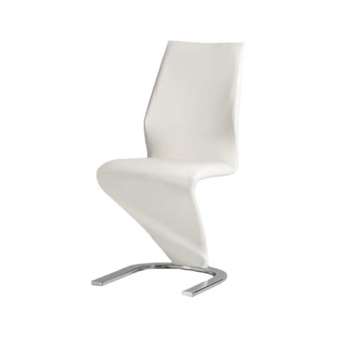Benjara Pia Dining Chair Set of 2, Modern White Faux Leather, Chrome ...