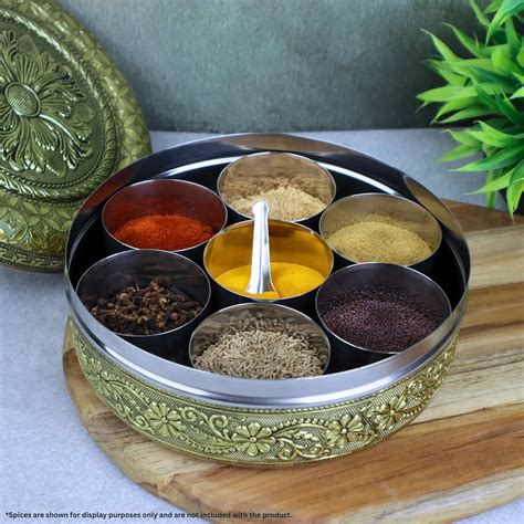 Spice Box Stainless Steel Masala Box | Meenakari Masala Container