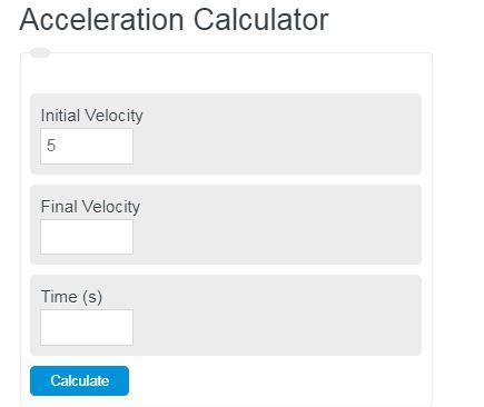Image result for Acceleration Velocity Calculator Formed