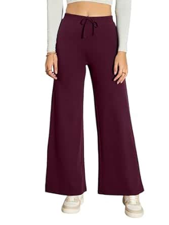 Buy SASSAFRAS Women Terry Wide Leg Drawstring Pants at Amazon.in