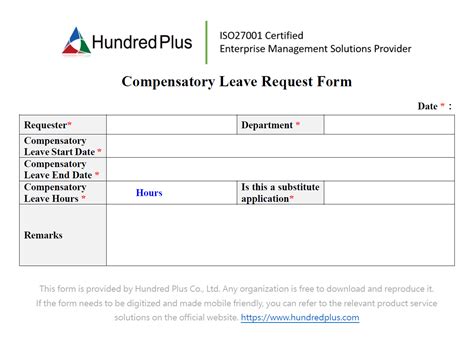 Image result for Compensatory Leave Form