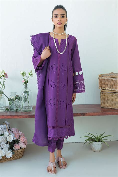 Buy Plum Lawn Kurta Set With Organza Dupatta | Sitarey