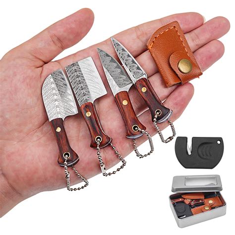 Amazon.com: Ruksifg 4 Pcs Pocket Knife Mini Knife Set Damascus Chef ...