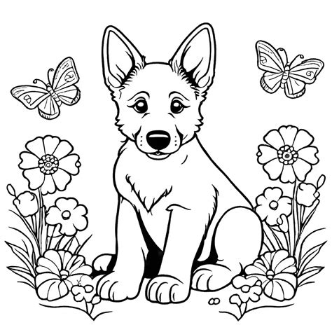 Cute german shepherd puppy coloring page Coloring Jungle