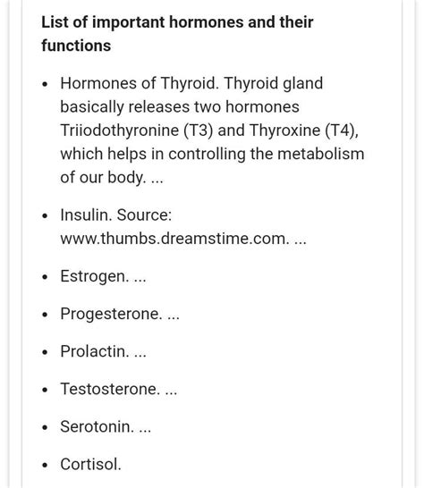 what are the different hormones present in both male and female humans ...