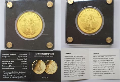 Tschad Tchad Chad 5000 Francs 2020 Bullion Coins of the World, Liberty ...