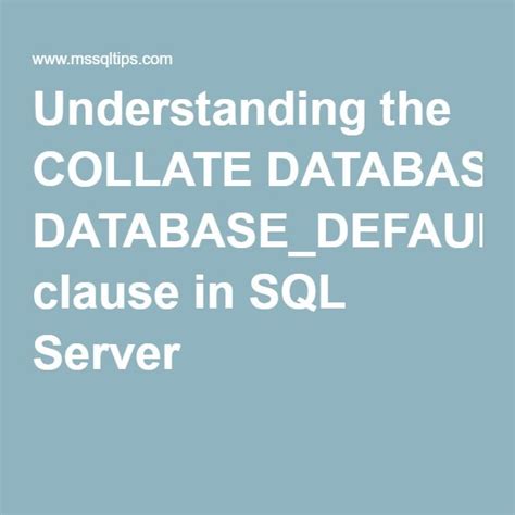 Collate Database Default Function in SQL Server 的图像结果