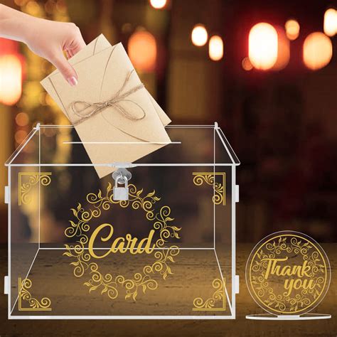 Buy Benjia Acrylic Wedding Card Box with Lock and Slot, Money Cash Gift ...
