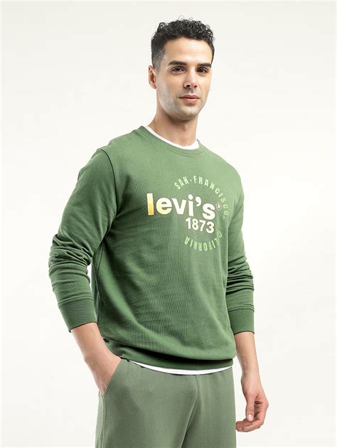 Men's Solid Green Crew Neck Sweatshirt – Levis India Store