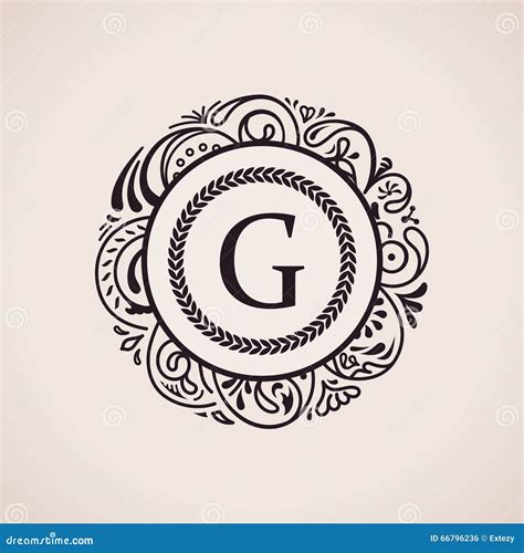 Calligraphic Floral Baroque Monogram. Emblem Letter G Stock Vector - Illustration of flourish ...