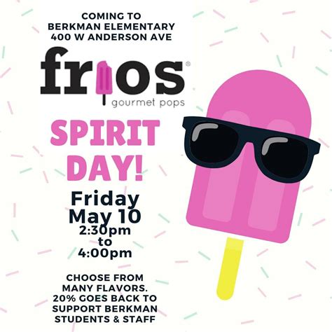 Frios Gourmet Popsicles Spirit Day, Berkman Elementary Arts Integration ...