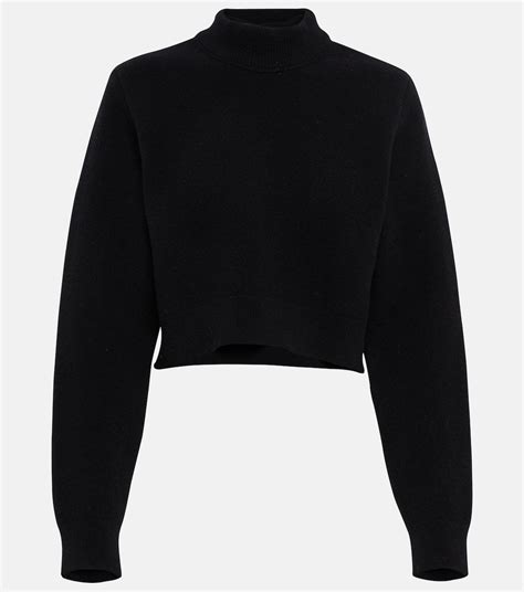 Cropped Virgin Wool Turtleneck Sweater in Black - Alaia | Mytheresa