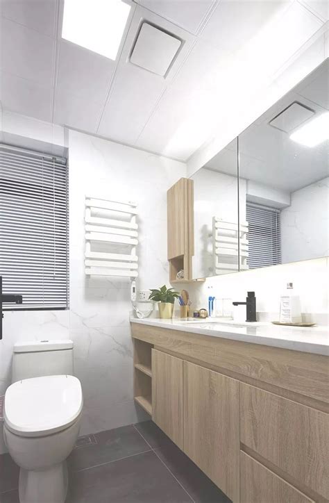 现代简约风格米色卫生间洗手台储物柜设计-房天下装修效果图