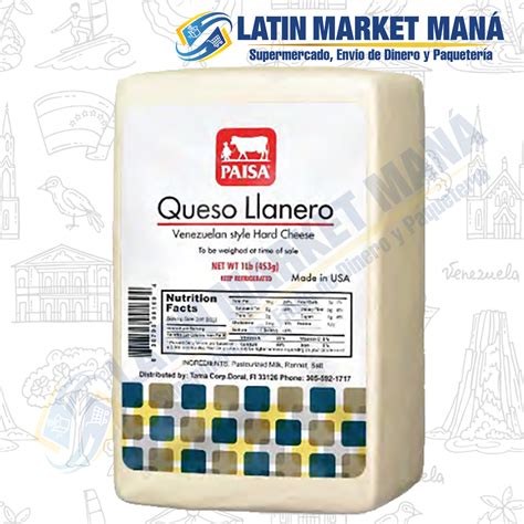 QUESO LLANERO BARRA – Latin Market Mana