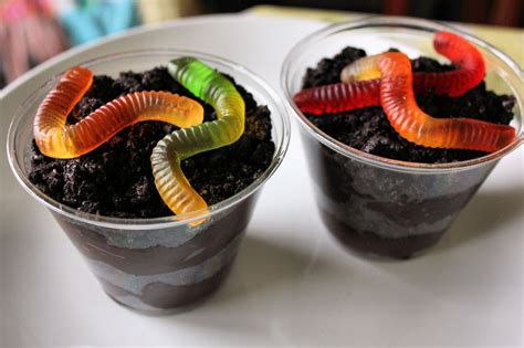 Earth Day treat - chocolate pudding, crushed Oreos and gummy worms ...