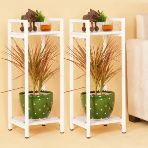 THE AINESH Combo of 2 Tier White Pot Stand with White Base for Indoor ...