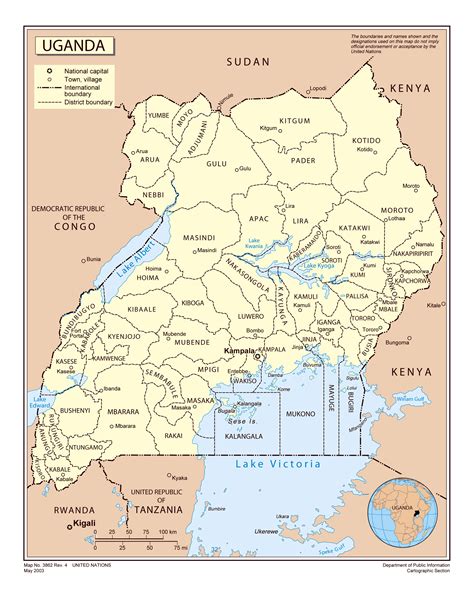 Large detailed political and administrative map of Uganda with major cities | Uganda | Africa ...