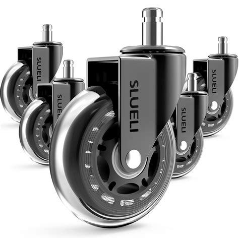 SLUELI Office Chair Caster Wheels Replacement Rubber Chair Casters (Set ...