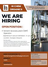 Hi Chem Organics Job vacancy for Solvent Recovery Plant (SRP) Operator ...
