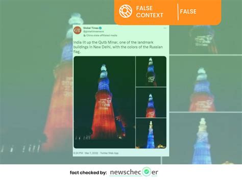 No India Did Not Light Up Qutub Minar In Russian Colours