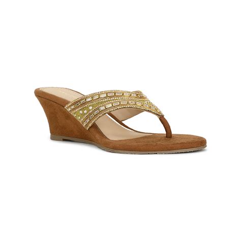 Buy Marie Claire Women Slip-On Embellished Wedges- Brown Online