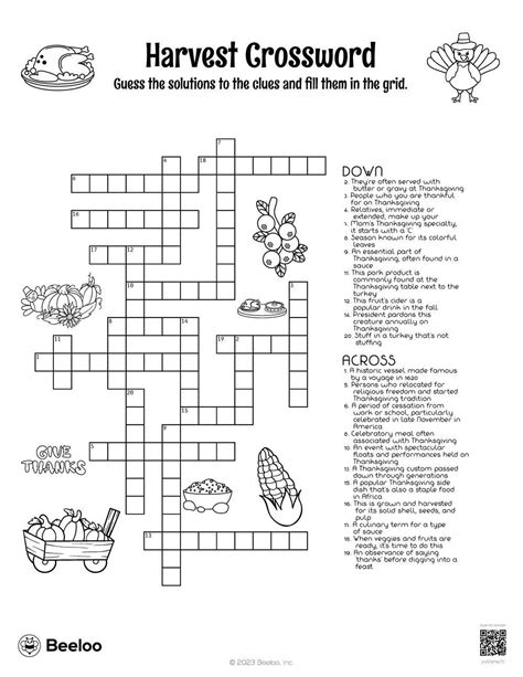 Harvest Crossword • Beeloo Printable Crafts and Activities for Kids