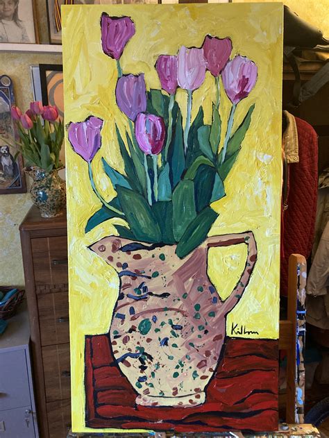 stephen kilborn - Purple Tulips in Spanish Pitcher