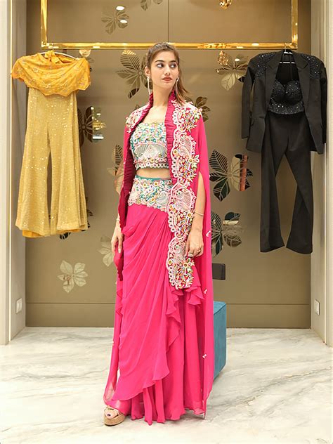 Pink Ready-To-Wear Handwork Saree – Tirumala Designers