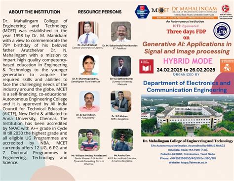 Three days FDP on Generative AI: Applications in Signal and Image ...