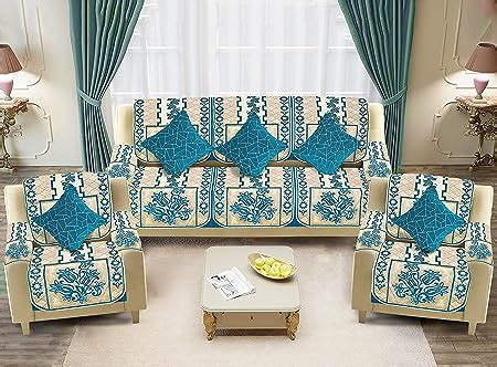 Buy Dazzling Decor Velvet Sofa Cover with Arm Cover and Cushion Covers ...