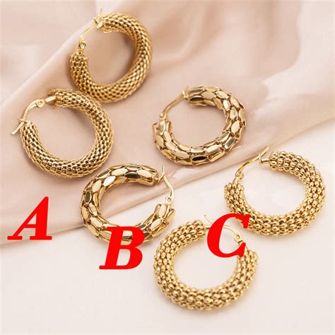 3 Pairs - Anti tarnish Hollow Hoop Earrings DesignA (1 Pair Price - 77 ...