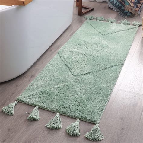 Amazon.com: Mint Green Boho Runner Rug with Tassels Long Light Green ...
