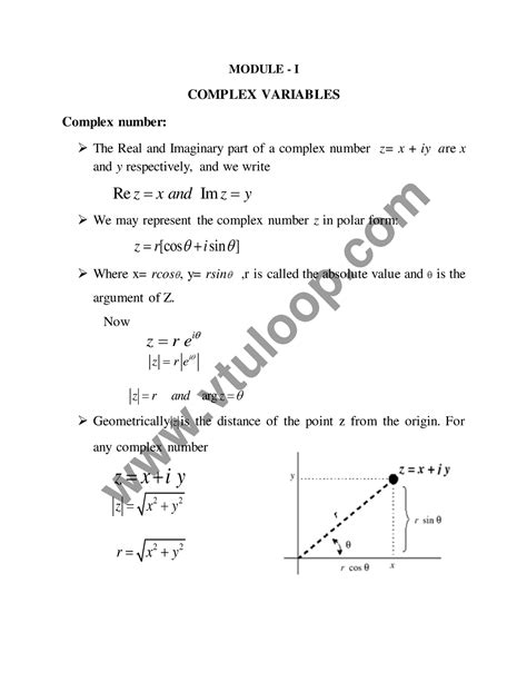 M3 - Engineering Mathematics Module 3 - MODULE - I COMPLEX VARIABLES ...