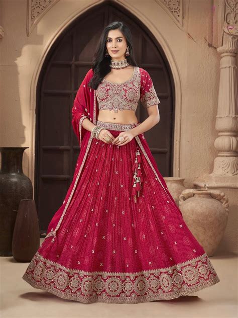 Red Zari Embroidered Lehenga Choli Set with Dupatta – DULARI