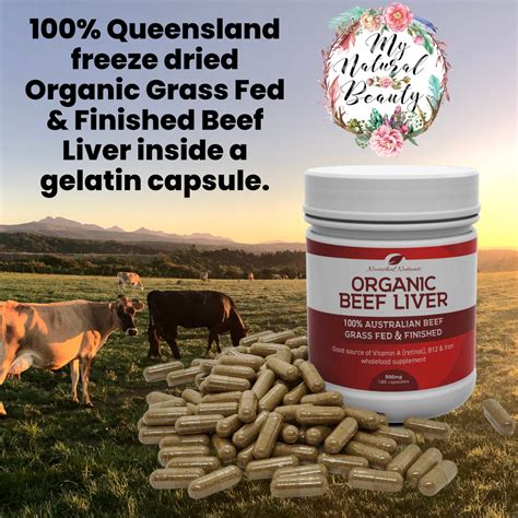Organic Beef Liver capsules Australia-100% Australian Beef, Grass Fed and Finished- 180 caps ...