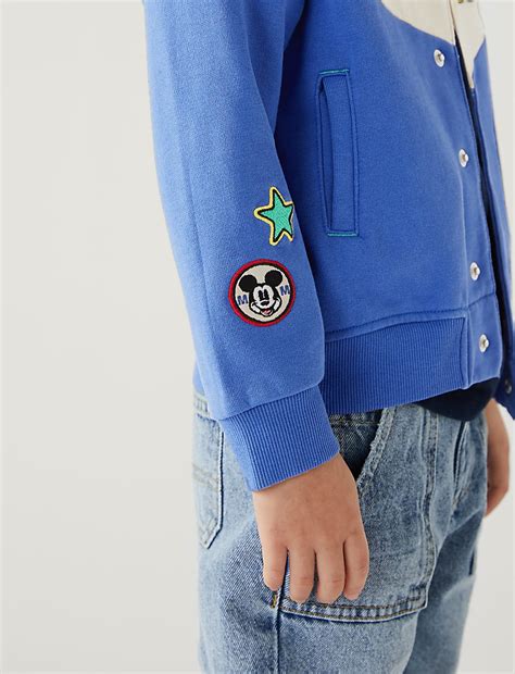 Buy Cotton Rich Mickey Mouse™ Bomber at Marks & Spencer