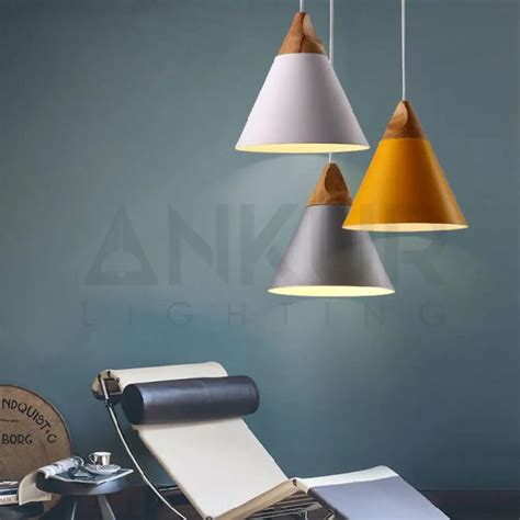 ANKUR MODERN NORDIC CONE WITH NATURAL WOOD PENDANT LIGHTS at the lowest ...