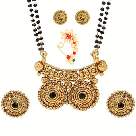 Buy PARNA Maharashtrian Traditional Jewellery Set Gold Plated Long ...