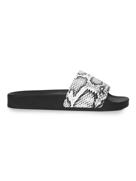 Black & White PU Snake Pattern Slides – Truffle Collection