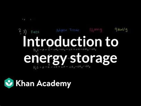 Introduction to Energy Storage Video Lecture - Biochemistry for MCAT