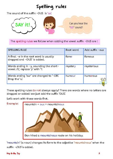 Words ending -OUS by Hop to the Top | TPT