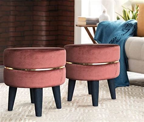 HOMEBUK Living Room Ottomans Pouffes Pouff for Sitting Stool for Side ...