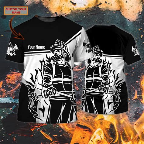 AIO Pride Custom Text Firefighter Fitted T-shirt For Men And Women ...