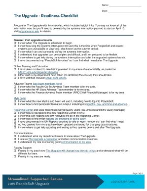 Fillable Online upgrade umn Name Dept The bUpgradeb - Readiness ...