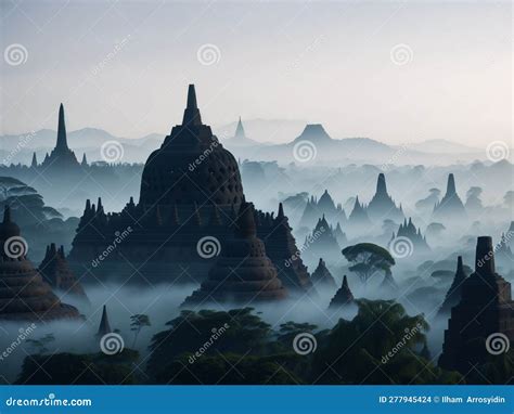 Candi borobudur vibe stock illustration. Illustration of landmark - 277945424