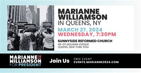 Marianne Williamson in Queens, Sunnyside Reformed Church, Queens, 27 ...