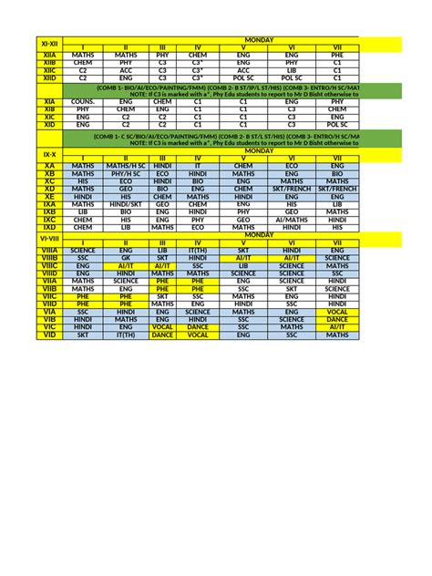Image result for Class 7 HTML Timetable