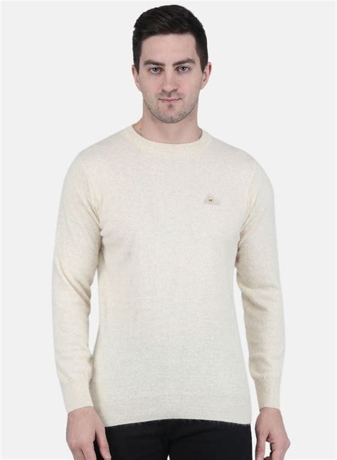 Buy Men Cream Solid Pullover Online in India - Monte Carlo