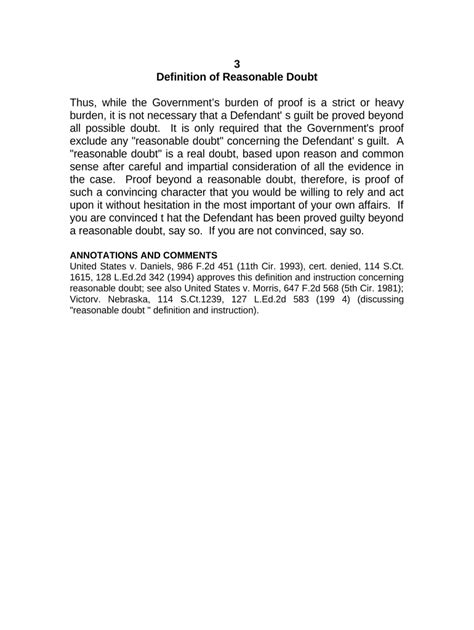 Jury Instruction - Definition of Reasonable Doubt Doc Template | pdfFiller