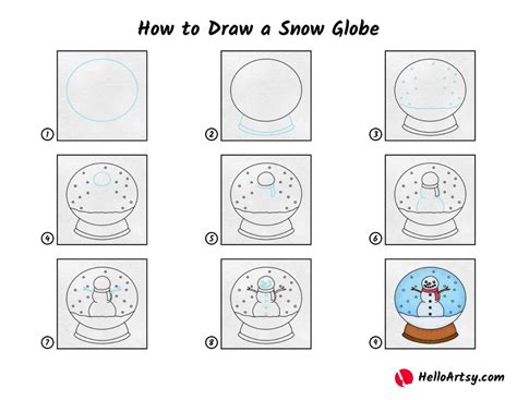How to Draw a Snow Globe - HelloArtsy